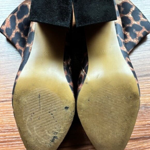 Betsey Johnson Black Red Kassie Leopard Ankle Boots 8.5M Chunky Heel Point Toe - Picture 8 of 10
